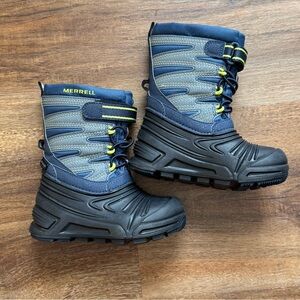 Merrell Snow Quest Kids' Blue and Gray Winter Boots
